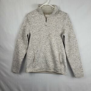 Thread+Supply Womens Beige Heathered Quarter Zip Pullover Sweater Size Small